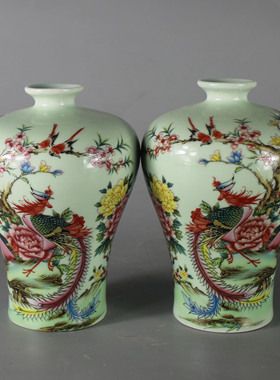 景德镇清同治祥凤莱仪花鸟摆件