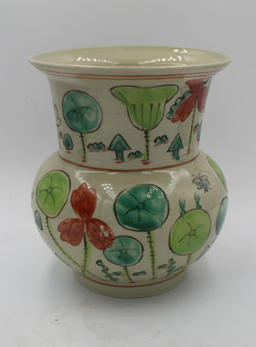 粉彩手绘摆件古董古玩