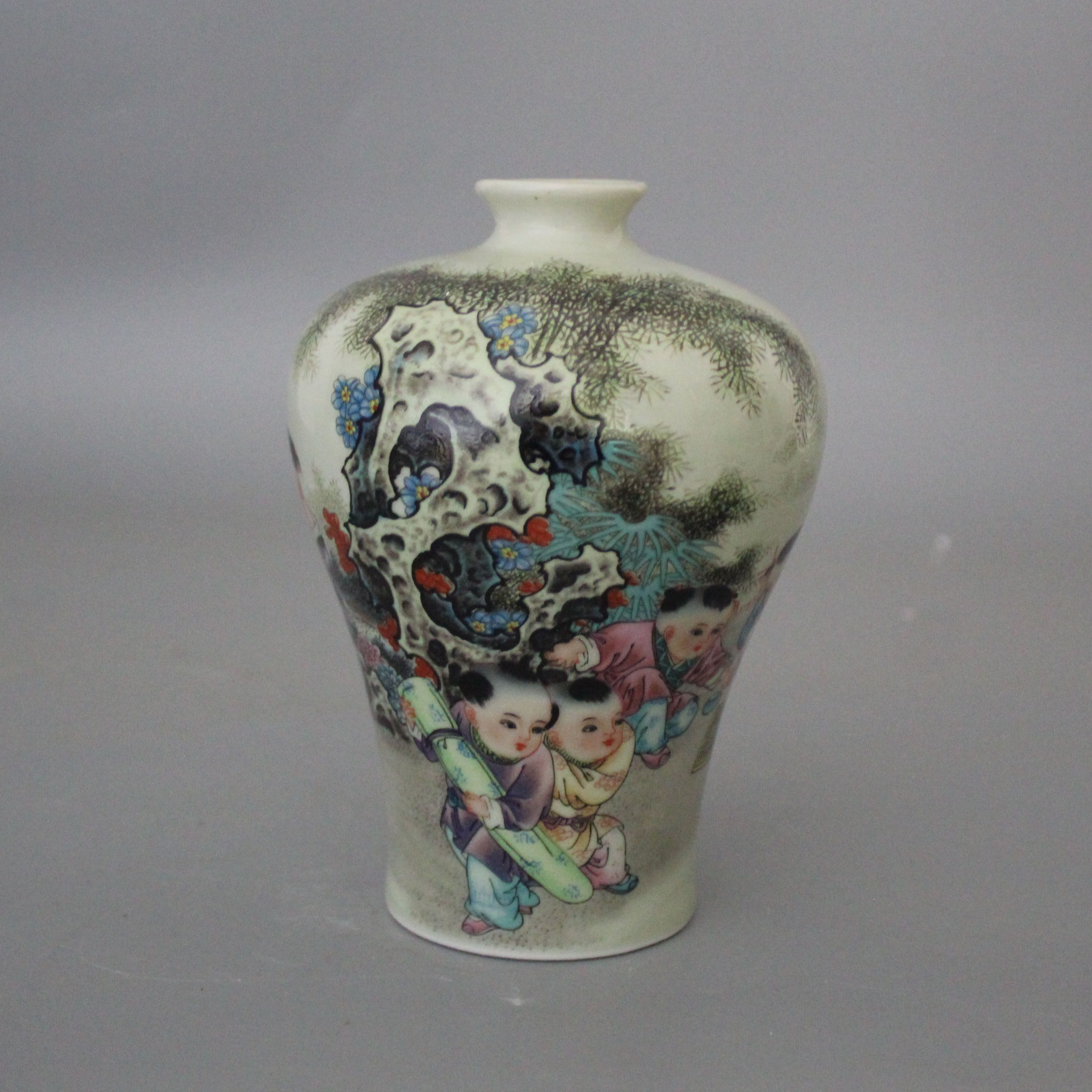 景德镇仿古陶瓷同治粉彩婴戏吉祥图梅瓶家居装饰展柜摆件收藏花瓶