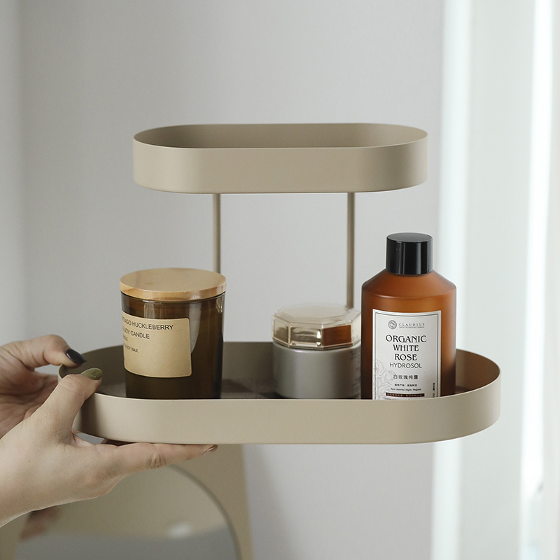 奶茶色椭圆形收纳盘玄关钥匙托盘