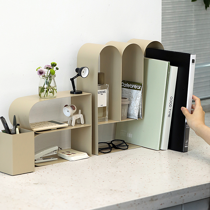 奶茶色铁艺收纳架桌面置物架