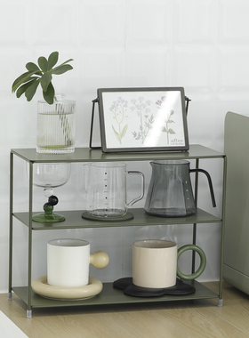 绿色中古收纳架咖啡角杯子架咖啡杯展示架铁艺杯架复古风格置物架