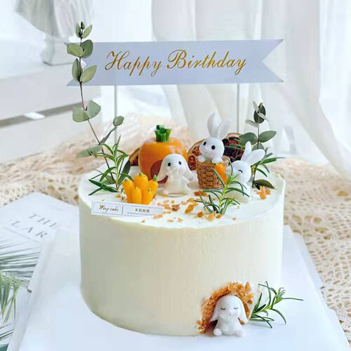 生日蛋糕装饰森系胡萝卜萌兔小动物可爱兔子田园风摆件网红小白兔