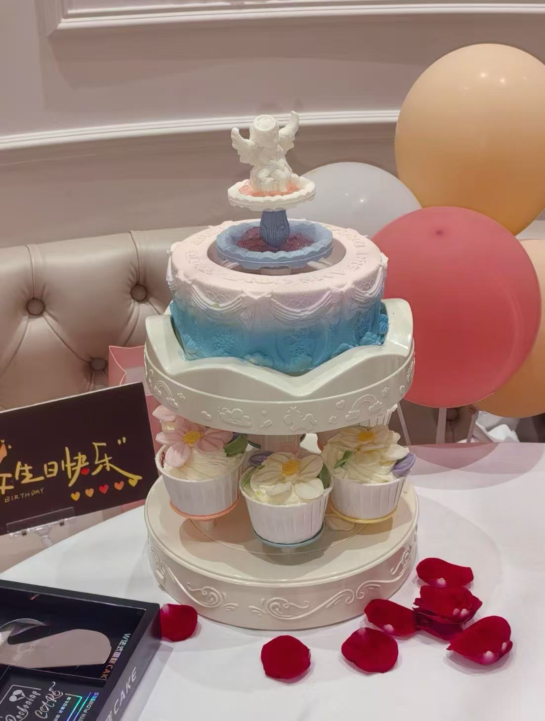 网红旋转甜品机自动旋转马卡龙烘焙转转甜品台展示架派对摆盘用品