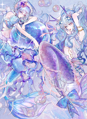 美人鱼手帐胶带叻普哒pet人物胶带diy装饰贴纸 琳琅鲛人传