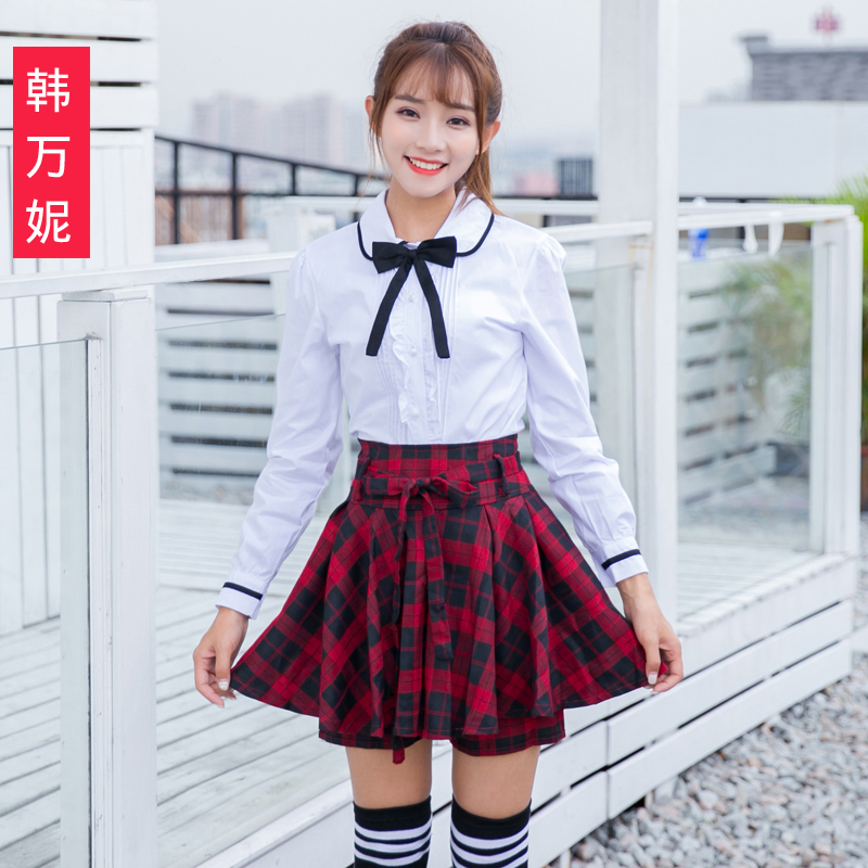 jk制服英伦甜美学院风日本校服学生校服格子裙百褶裙