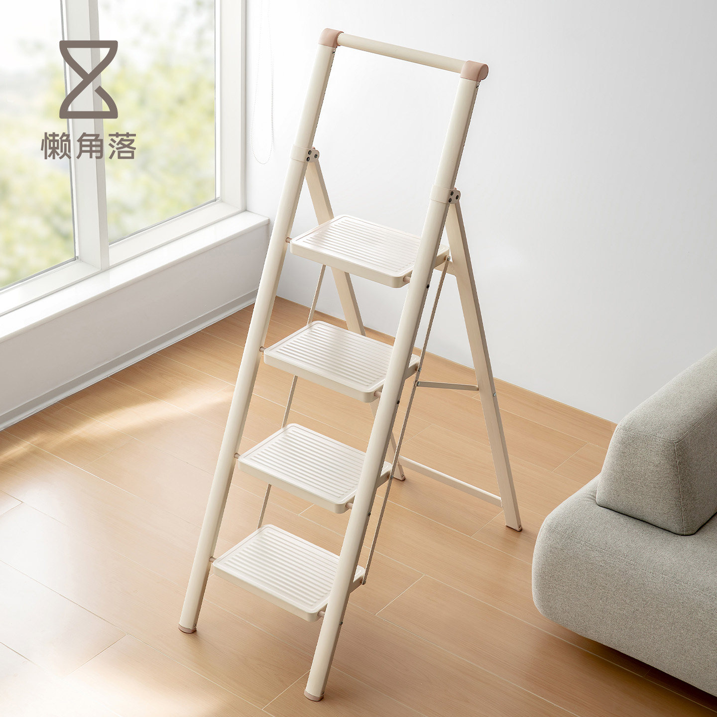 懒角落家用折叠人字梯带扶手图片