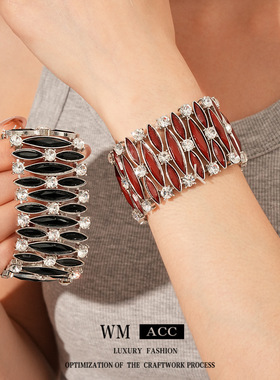 中古vintage镶钻菱形水滴手链轻奢感手环复古精致百搭手饰女