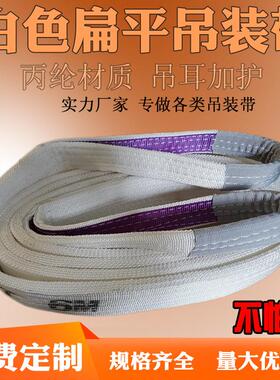 白色扁平吊装带起重双扣行车酸洗吊带2吨3吨5t6米吊装带10t8m吊绳