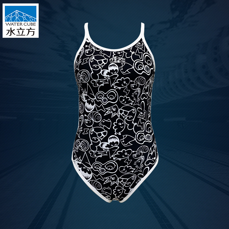 水立方【专业训练】竞技泳衣浩沙连体三角游泳衣露背比赛泳衣女