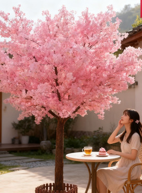 真假树桃花商场许愿树新年装饰春节网红小庭院打卡造景落地