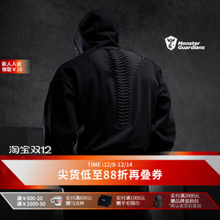 男 休闲加绒运动套装 Monster Guardians勇士系列秋冬黑色卫衣卫裤