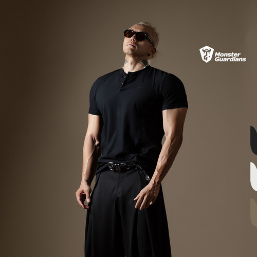 MSGD男子亨利领凉感休闲短袖