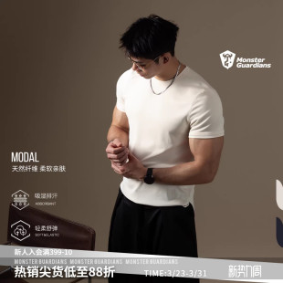 正肩T恤短袖 N系列男夏健身排汗莫代尔砂洗修身 Guardians Monster