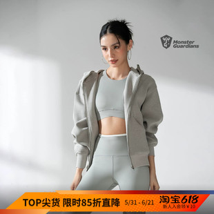 Monster Guardians恣意系列女子秋冬加绒运动休闲连帽卫衣外套