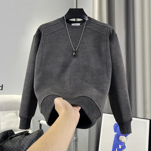 百搭加绒T恤衫 美式 男士 扎染个性 潮流圆领卫衣 重磅秋冬帅气打底衫