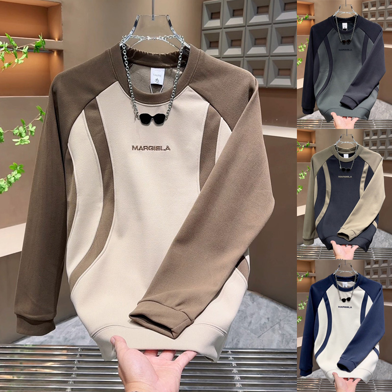 撞色拼接圆领高级感套头卫衣