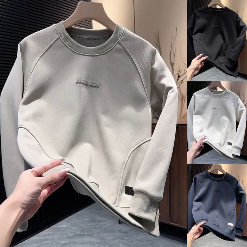 体恤帅气男潮牌加绒长袖圆领卫衣