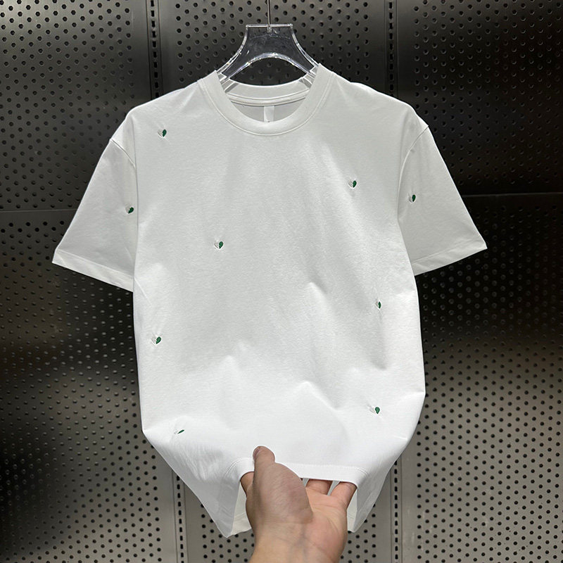 夏季白色干净简约刺绣短袖2025潮牌爆款T恤男士时尚休闲半袖上衣,男装,T恤,淘宝优惠券,粉丝福利购,淘宝优惠卷