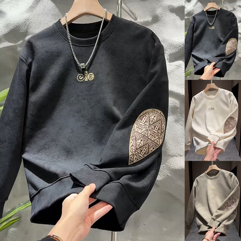 高级感美式复古刺绣拼接男卫衣