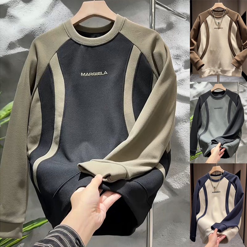 高级感爆款男士撞色拼接圆领卫衣