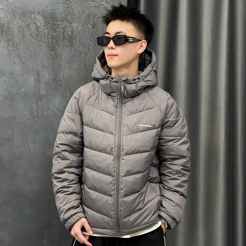 简约风潮流韩版男士连帽羽绒服