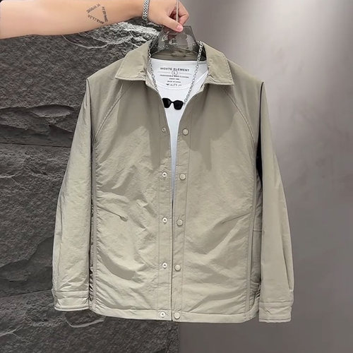 韩版纯色简约时尚男翻领二棉夹克