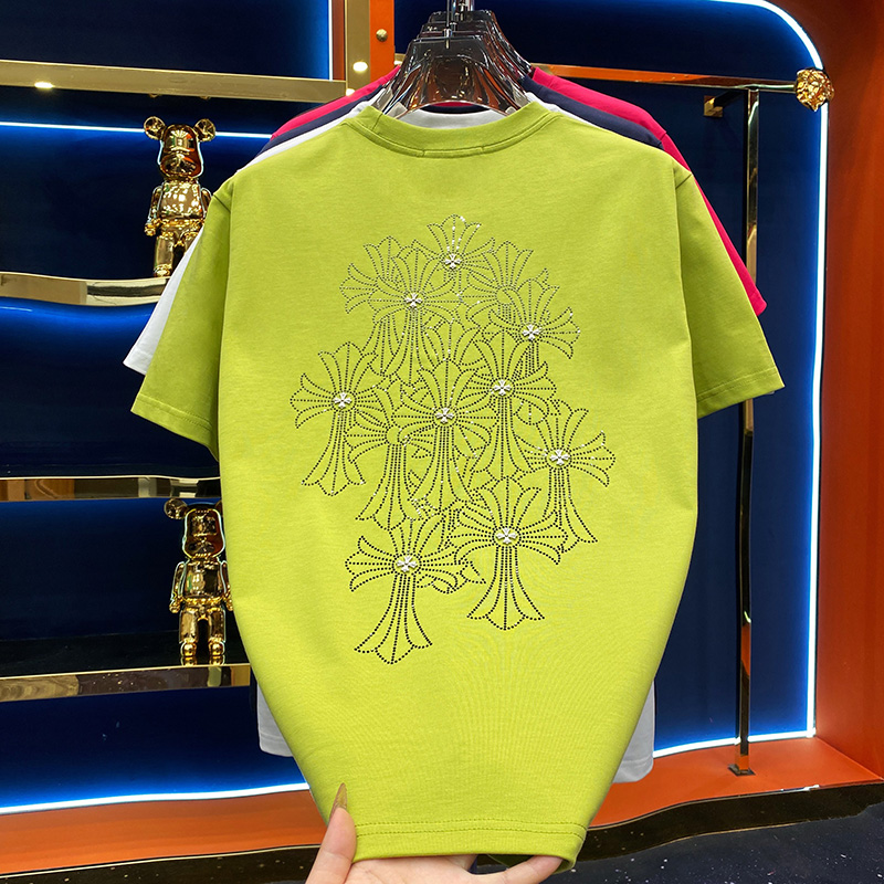 冬季厚款男士设计感烫钻短袖2025