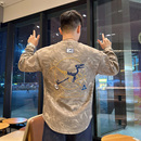 T恤衫 圆领个性 轻奢打底卫衣2025网红时尚 扎染设计感潮牌刺绣男装