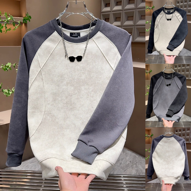 美式潮牌撞色设计感圆领卫衣