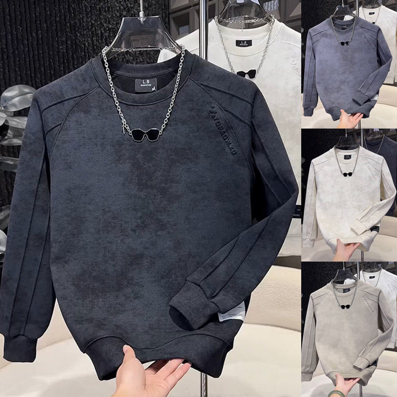 加绒高级感扎染网红钢印卫衣2025爆款男士圆领长袖百搭休闲打底衫,男装,卫衣,淘宝优惠券,粉丝福利购,淘宝优惠卷