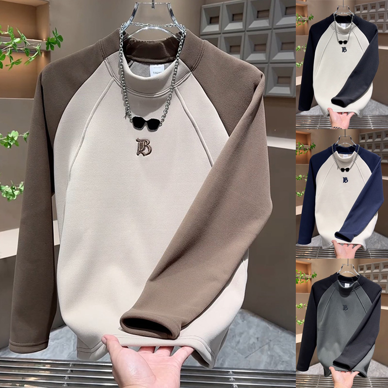 男士潮流拼色个性打底衫卫衣