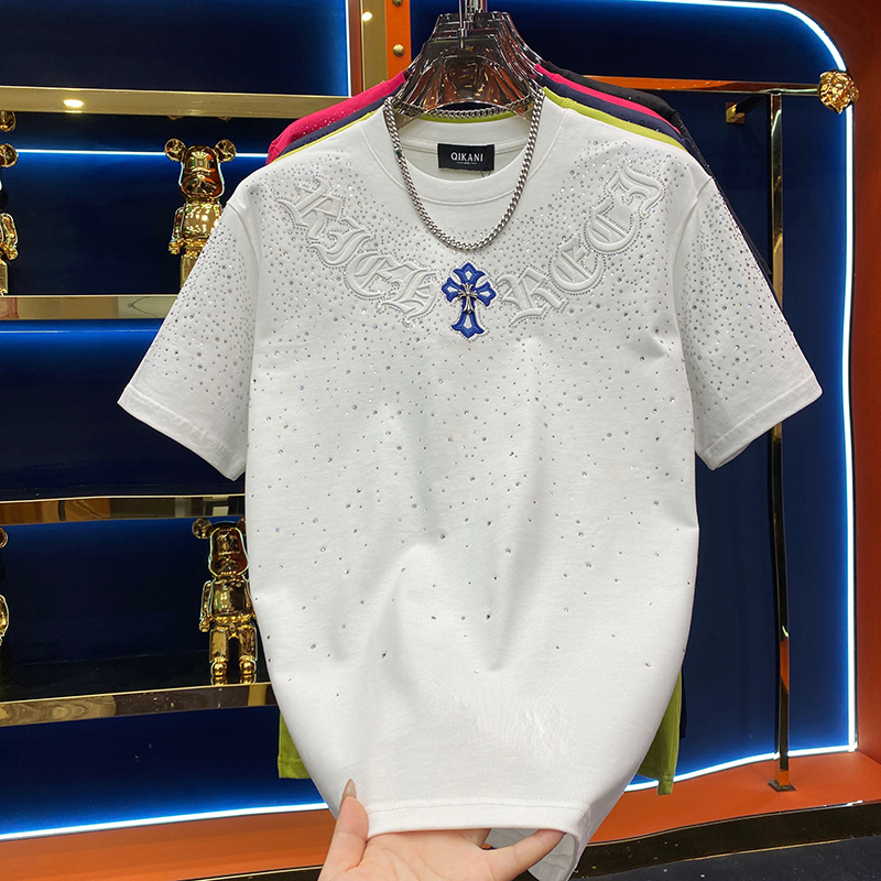 新款十字架重工加厚体恤短袖