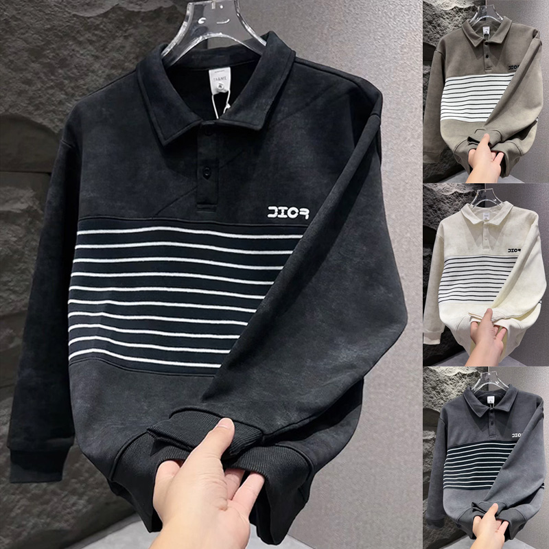 秋冬加绒休闲男士潮牌翻领卫衣