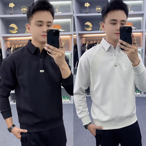 设计男装Polo领个性打底ins卫衣
