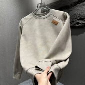 上衣 潮流刺绣小标扎染圆领长袖 2025加绒加厚休闲卫衣男士 秋冬新款