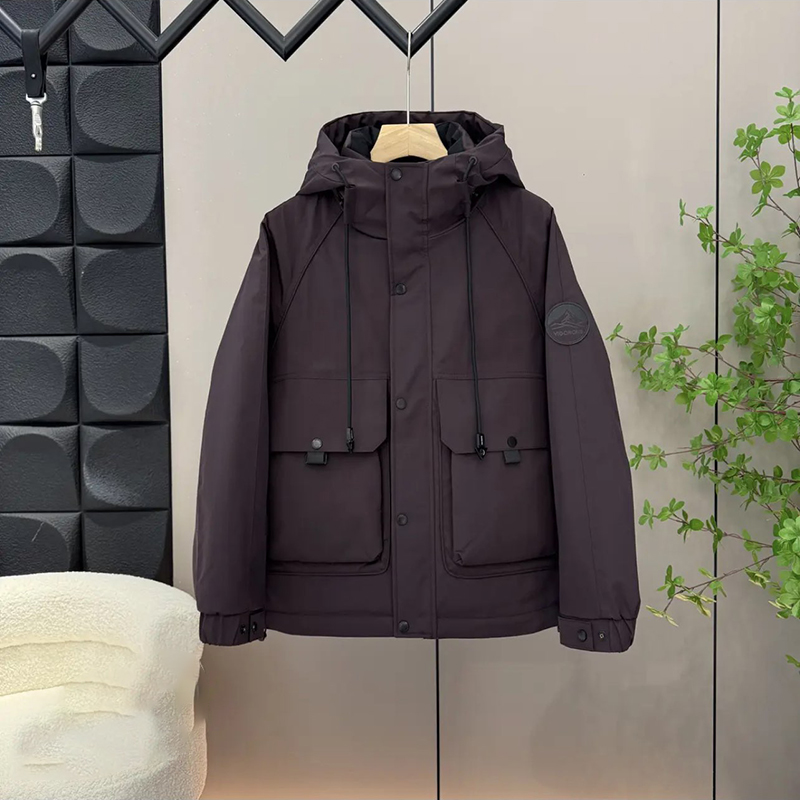 爆款冬季个性拼接连帽羽绒服