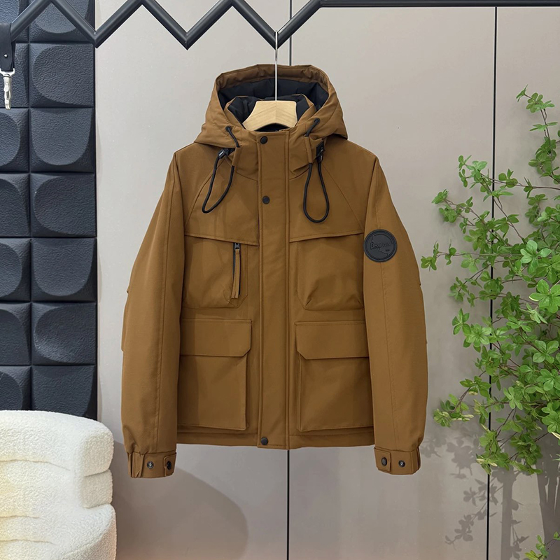 冬季潮牌拼接痞帅连帽羽绒服