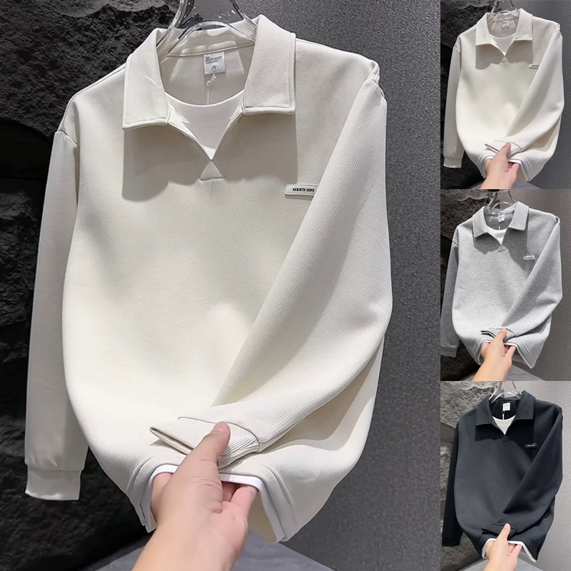 拼接气质潮流秋季打底宽松假两件