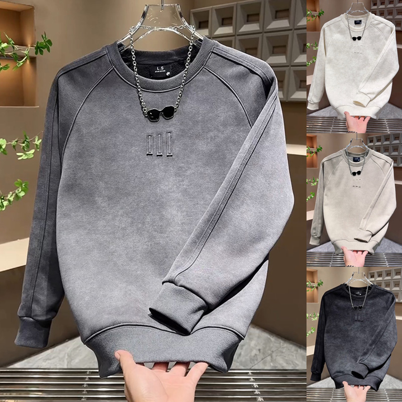 重工晕染男士个性圆领卫衣加绒