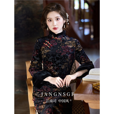 江南司造旗袍新中式烫金长袖