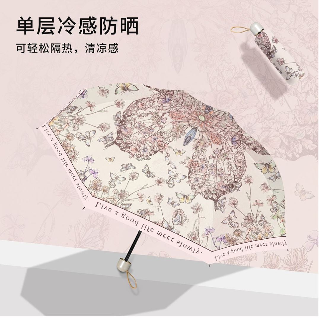 防晒花伞防紫外线加大防晒遮阳伞晴雨伞两用小巧便携太阳伞黑胶