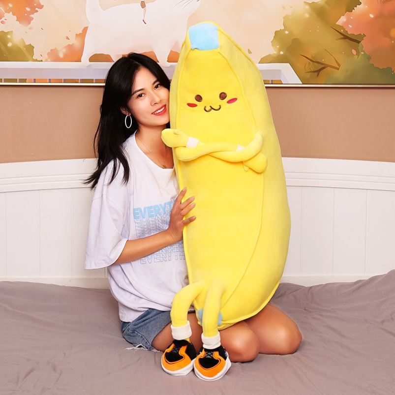 香蕉抱枕女生睡觉床上夹腿公仔大香蕉抱枕长条玩偶可爱毛绒玩具