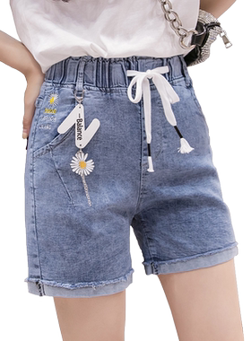 牛仔短裤女松紧腰夏装