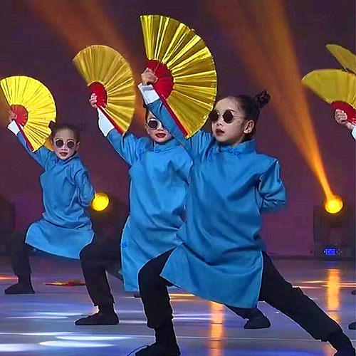 儿童相声服大褂说书人表演扇子