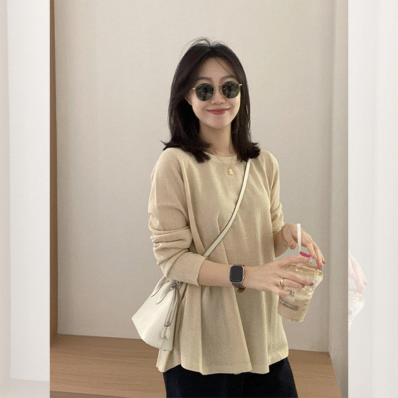 品牌折扣正品女装断码清仓特价不能退换韩系杏色套头长袖针织衫女
