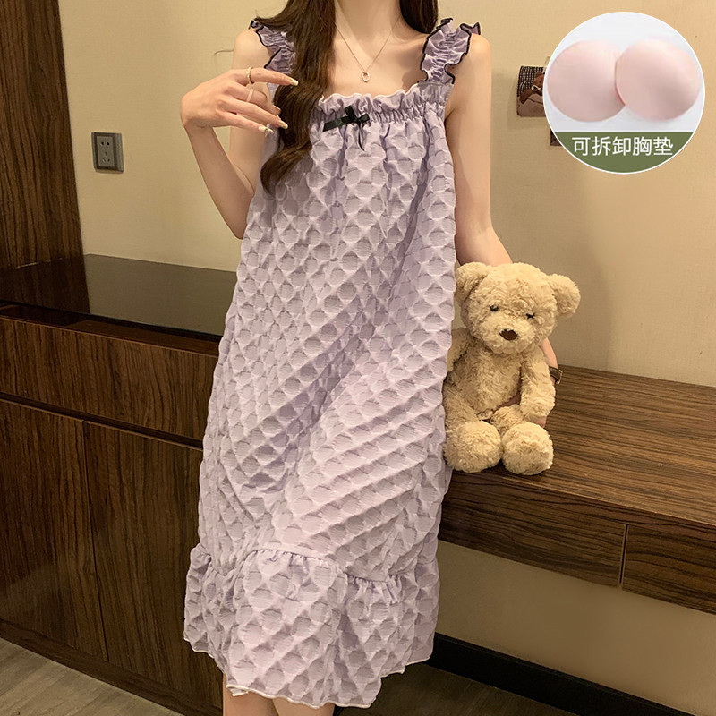 品牌折扣正品女装断码清仓特价不能退换带胸垫吊带睡裙女士夏季