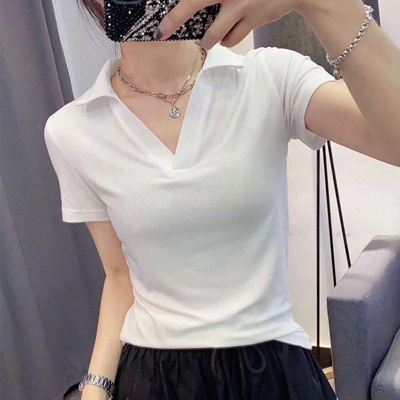 品牌折扣正品女装断码清仓特价不能退换短袖t恤女夏装新款V领气质