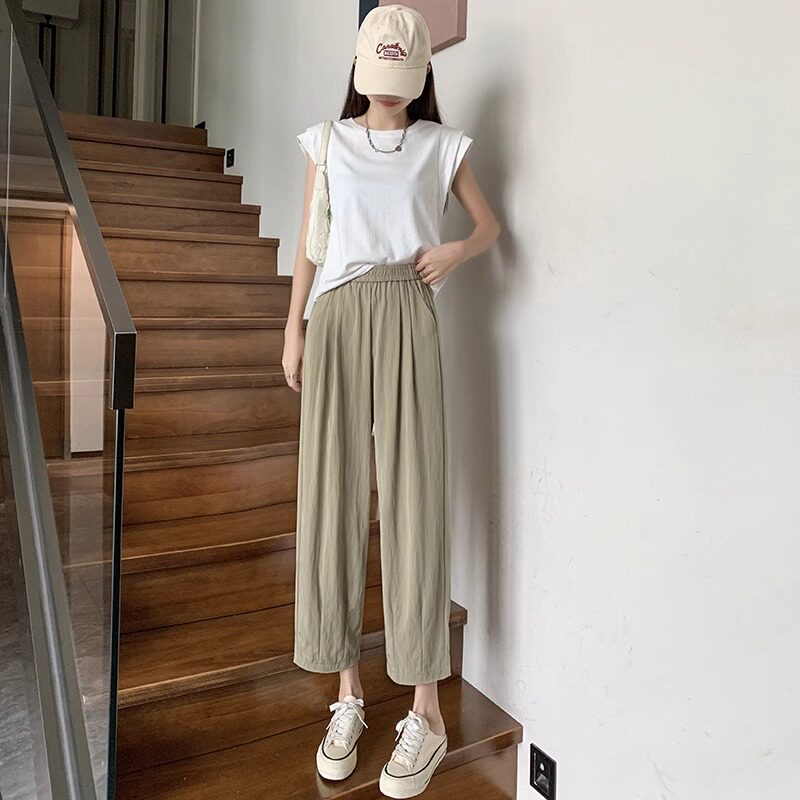 品牌正品女装衣服断码特价清仓 不接受退换-米白色阔腿裤女夏季