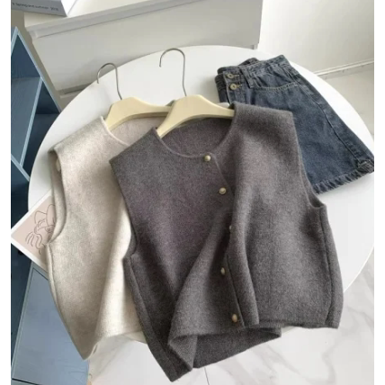品牌折扣正品女装断码清仓特价不能退换复古慵懒圆领针织马甲开衫